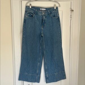 Zara Women's Denim Cropped Flare Jeans